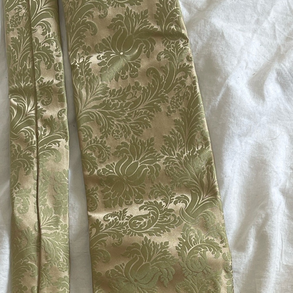 Ermenegilda Zenga Gold and Sage Men's silk Tie 59”